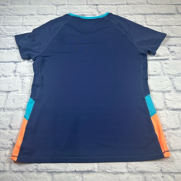 Gorpcore Under Armour Dark Blue Athletic Top with Turquoise/Orange Trim. Size L. - Picture 8 of 8